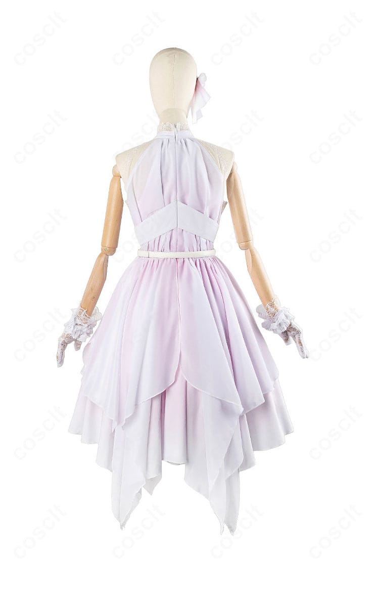 背面図：リボンやベルト位置、後中心開き構造を示す高再現デザイン