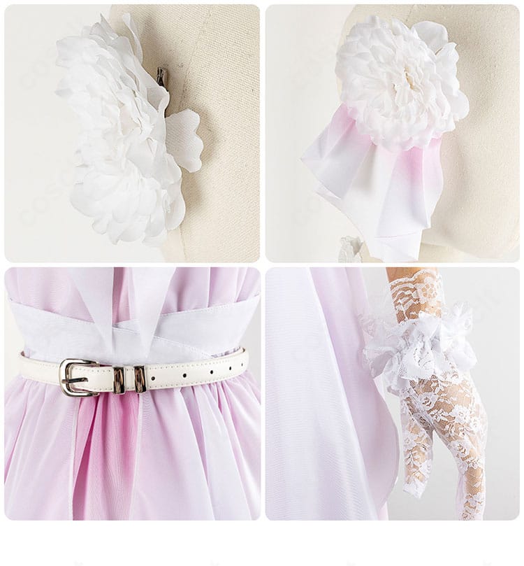 ヘッドアクセ・手袋・腰部装飾の近接写真：セット同梱小物の仕様が分かる構図