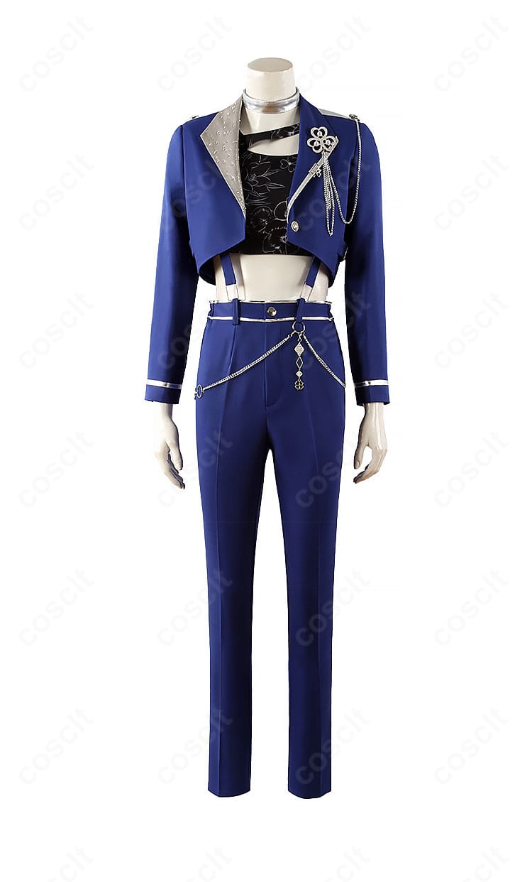 プロジェクトセカイ 日野森雫 コスプレ衣装の正面全体像。ハリ感あるコートと胸飾り、チョーカーのディテールが確認できます。