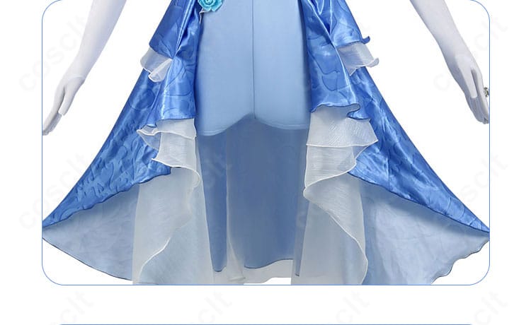 波を追うバラ コスプレ衣装のスカート前面装飾ディテール