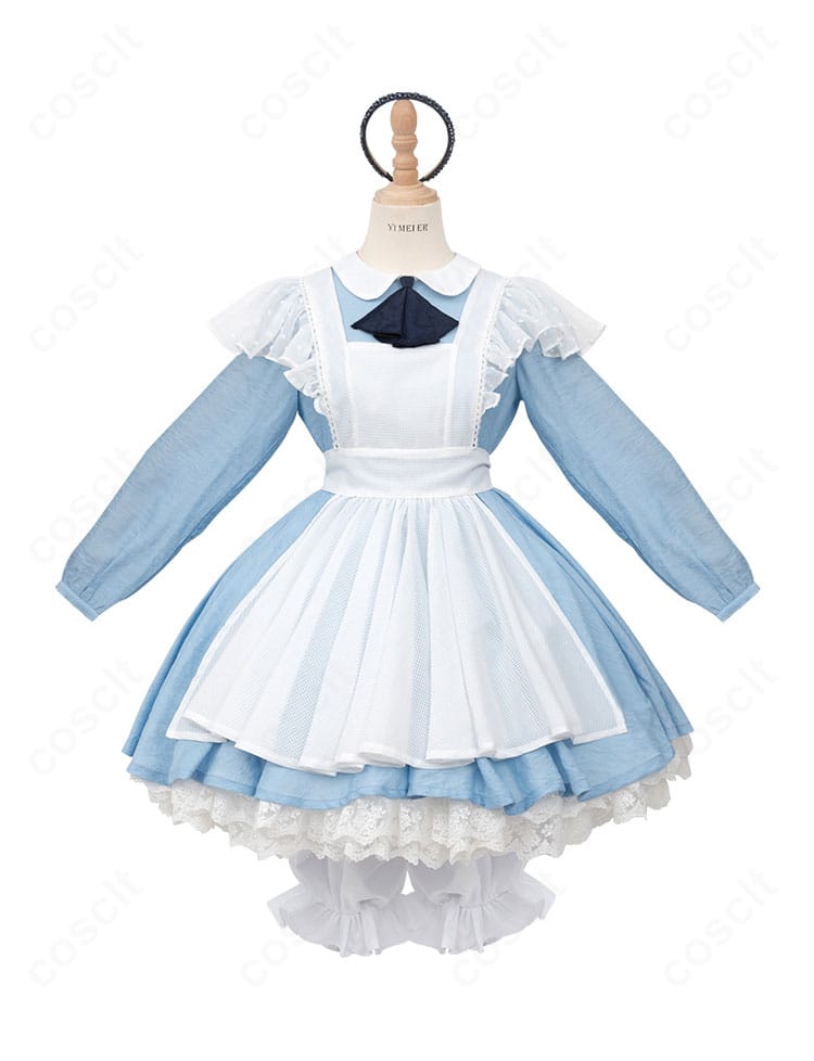 木之本桜 アリス風メイド衣装の正面全体。フリルエプロンとリボンが可愛い、高再現のコスプレ一式を着用したイメージ。