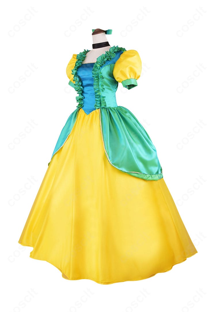 シンデレラ 実写 ドリゼラ・トレメインのコスプレ衣装 側面。ラインの美しさと装飾配置が分かる角度。