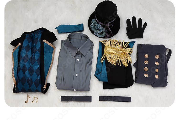 初音ミクコスプレ衣装セット内容一式｜コート・ベスト・シャツ・帽子・ネクタイ・胸飾り・ベルト・手袋・太もも飾り