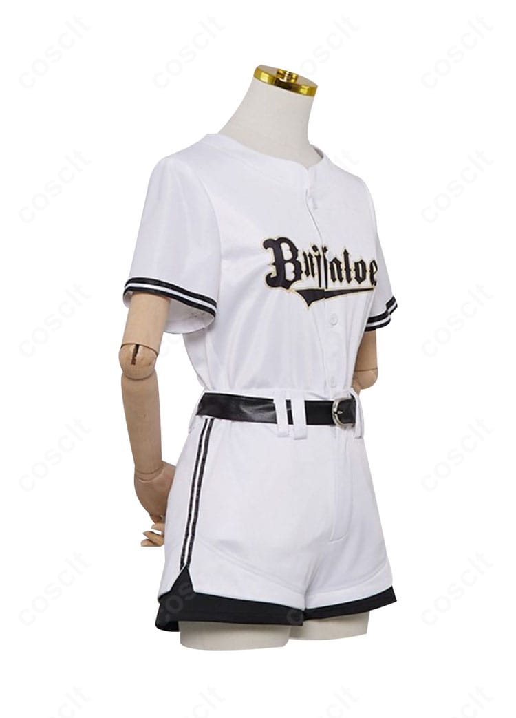 オリックス・バファローズコラボ仕様の白銀ノエル衣装を右側面から捉えた全身画像