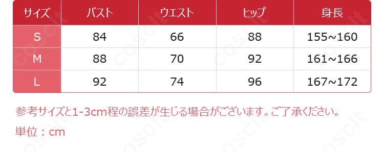 サイズ表と採寸ガイド。S/M/Lとオーダーメイド対応の計測ポイントを示す情報画像