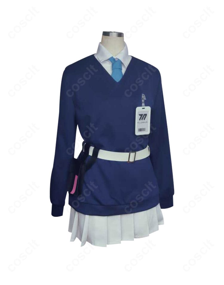 ブルーアーカイブ 白石ウタハ衣装のインナー正面。シャツとトップスの重ね、刺繍アクセント、素材感の上質さを表現。