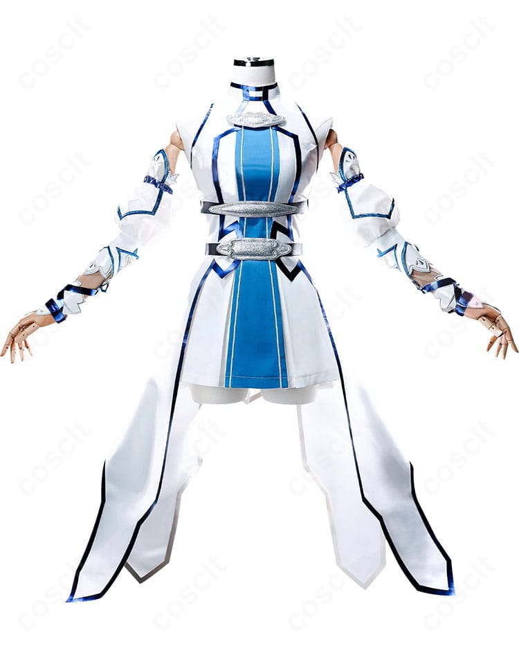 ソードアート・オンライン アスナ ウンディーネVer.衣装の正面全体像。白×ブルーの配色とウエスト装飾、スカートの広がりが分かる画像。