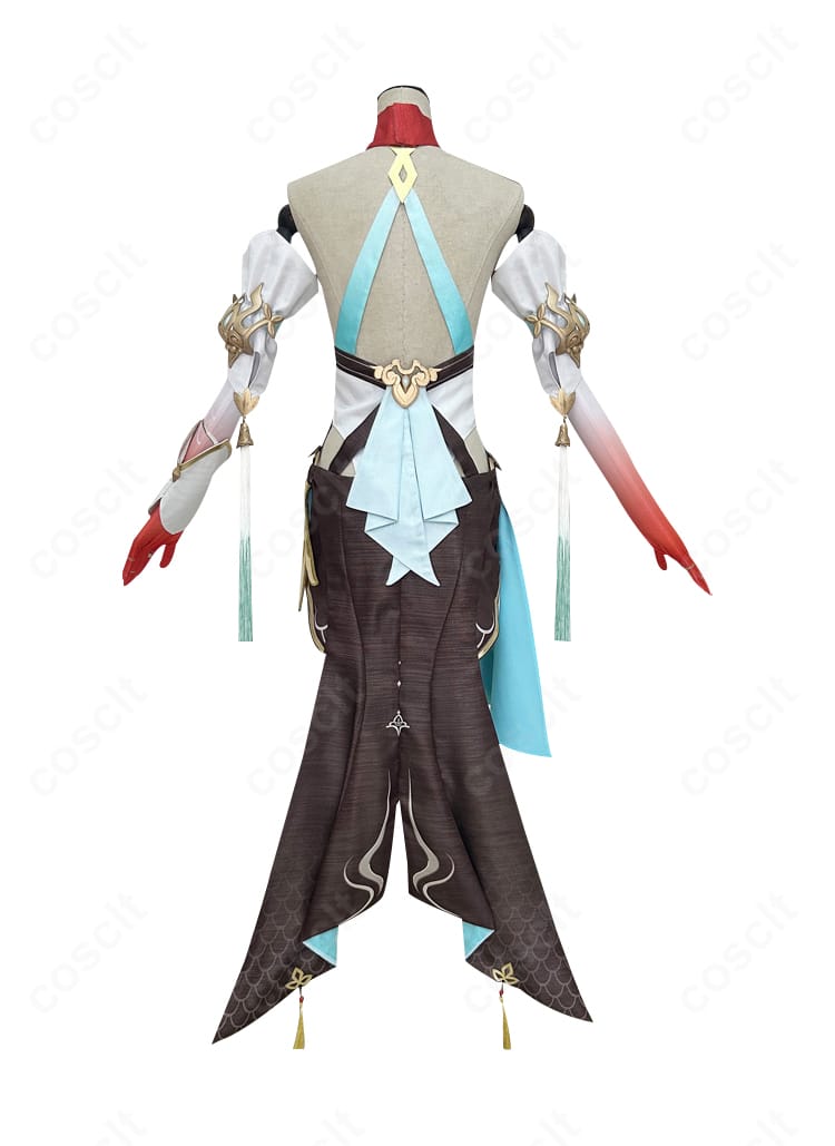 背面全身カット。背飾りの配置とスカートの落ち感を示す霊砂コスプレ衣装の後ろ姿