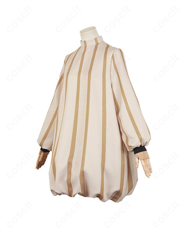 ダンジョン飯 マルシル・ドナトー衣装の左側面。ウエストから裾へのラインと髪飾りの見え方を示す画像。