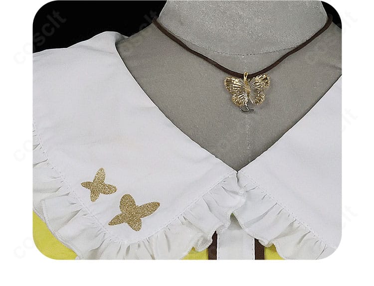 こはね衣装の襟元デザイン。リボンと装飾バランスが分かる胸元ディテール。