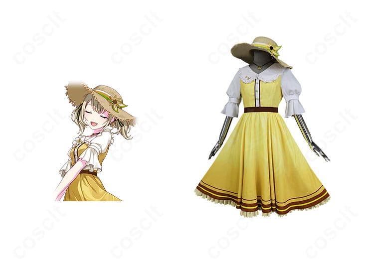 プロセカ 小豆沢こはね『レモネードで一休み♪』コスプレ衣装の正面全体。配色と装飾が分かる商品画像。