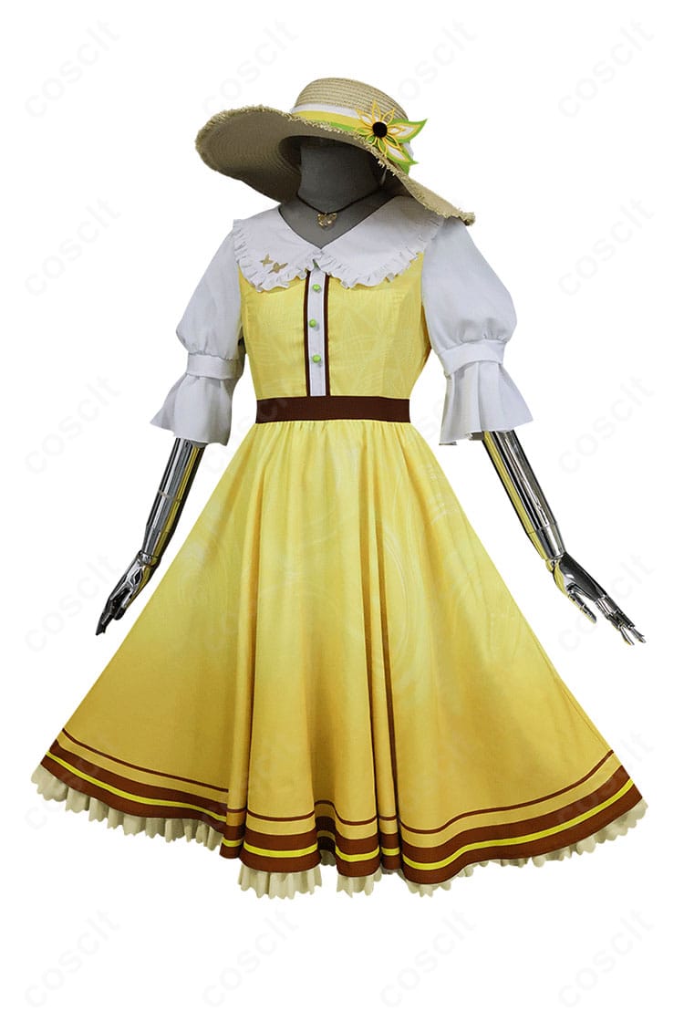 小豆沢こはね『レモネードで一休み♪』ワンピースの正面アップ。鮮やかな色使いと可愛らしい装飾を強調。