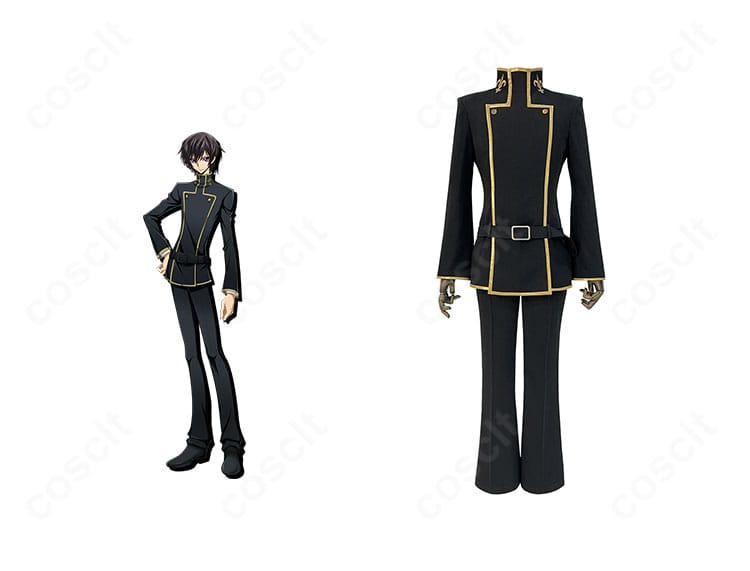 ルルーシュ・ランペルージの学園制服コスプレ衣装と商品正面の組み合わせ画像