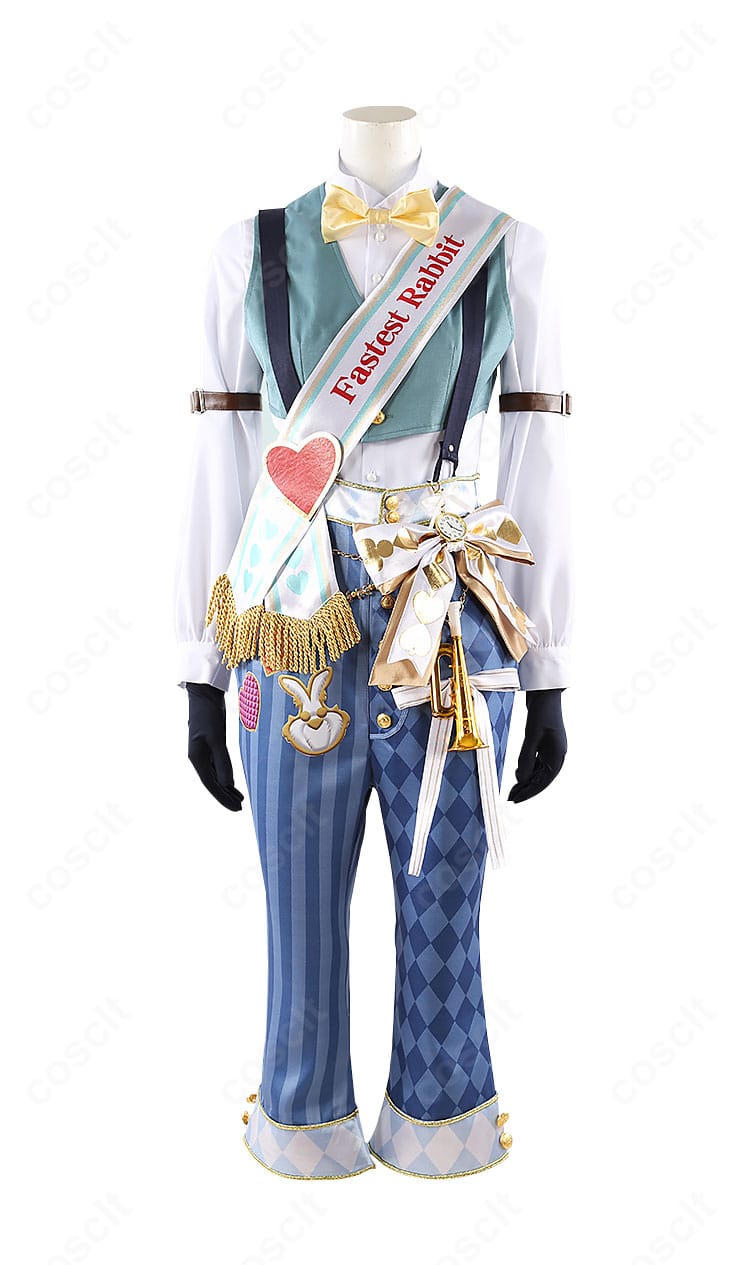 ラビット・ウェア衣装のインナー正面ディテール。シャツとベストの合わせ、ボタン配置の近接画像