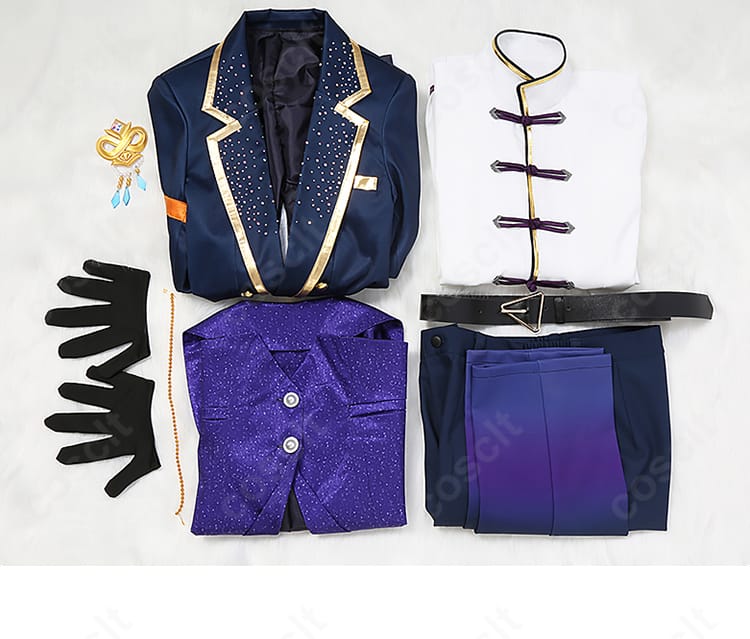 あんさんぶるスターズ！！ 逆先夏目 クルーズ衣装 セット内容一式。コート・ベスト・シャツ・ズボン・胸飾り・手袋・ベルト・飾りチェーン・腰飾り