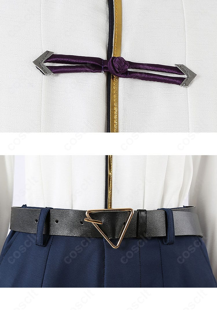 あんさんぶるスターズ！！ 逆先夏目 クルーズ衣装 ボタンと腰帯装飾の近接。質感と留め具構造を示す写真