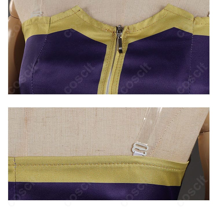 セフィーロ衣装の背面とチェーンのアップ。背面デザインのポイントが分かるディテール写真。