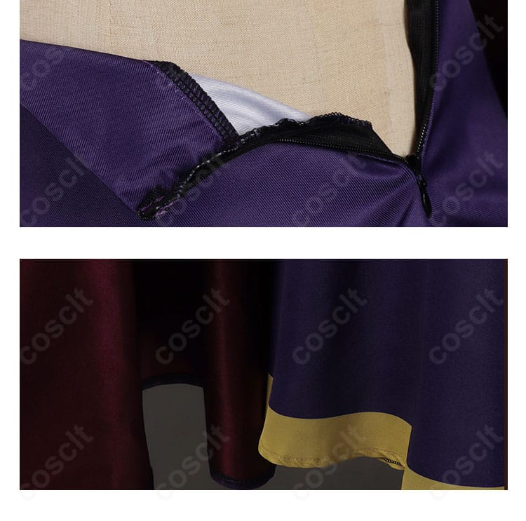 セフィーロ衣装の襟とスカートの装飾構成。落ち着いた色味と上品な質感が伝わるディテール画像。