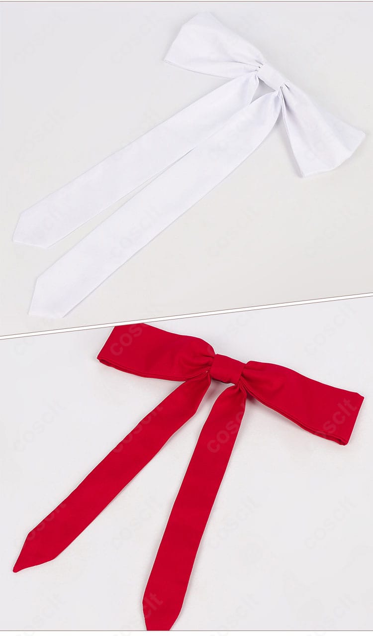 サティ衣装のネクタイ装飾ディテール。結び目と配色のアクセントを確認できる