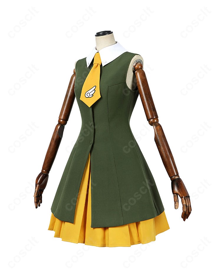 木之本桜 制服コスプレ サイドビュー。ウエストラインとスカートのフレア感を強調