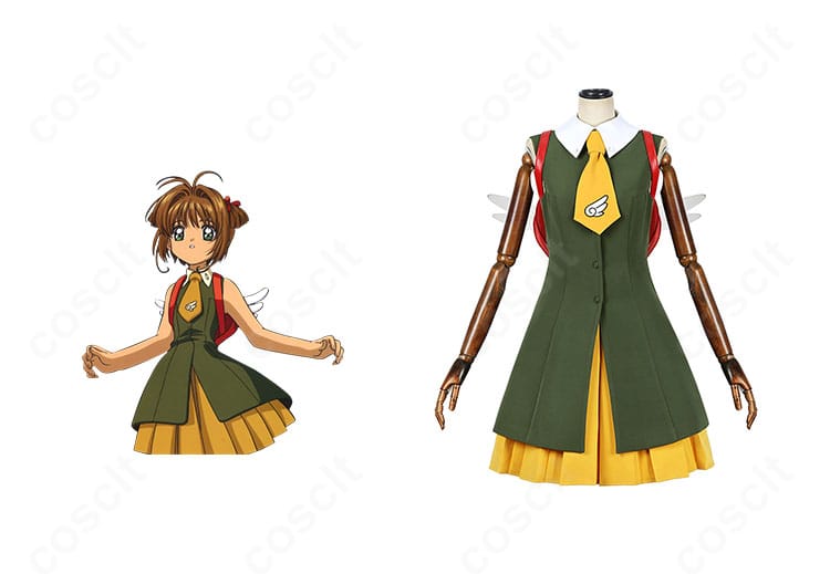 劇場版カードキャプターさくら 木之本桜 学園制服コスプレ一式の再現ディテールを示す全体画像