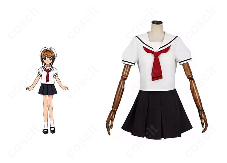 木之本桜の友枝小学校 夏服コスプレと本人イメージの組み合わせ。忠実再現の白基調制服を着た雰囲気が分かる画像。