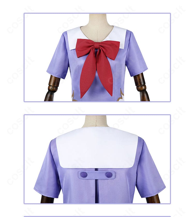 蝶ネクタイ風リボンとスカーフの装飾ディテール(結び目の形と発色)