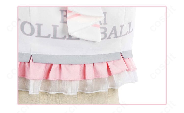 南ことり チアガール衣装の裾まわり装飾とトリムの近接