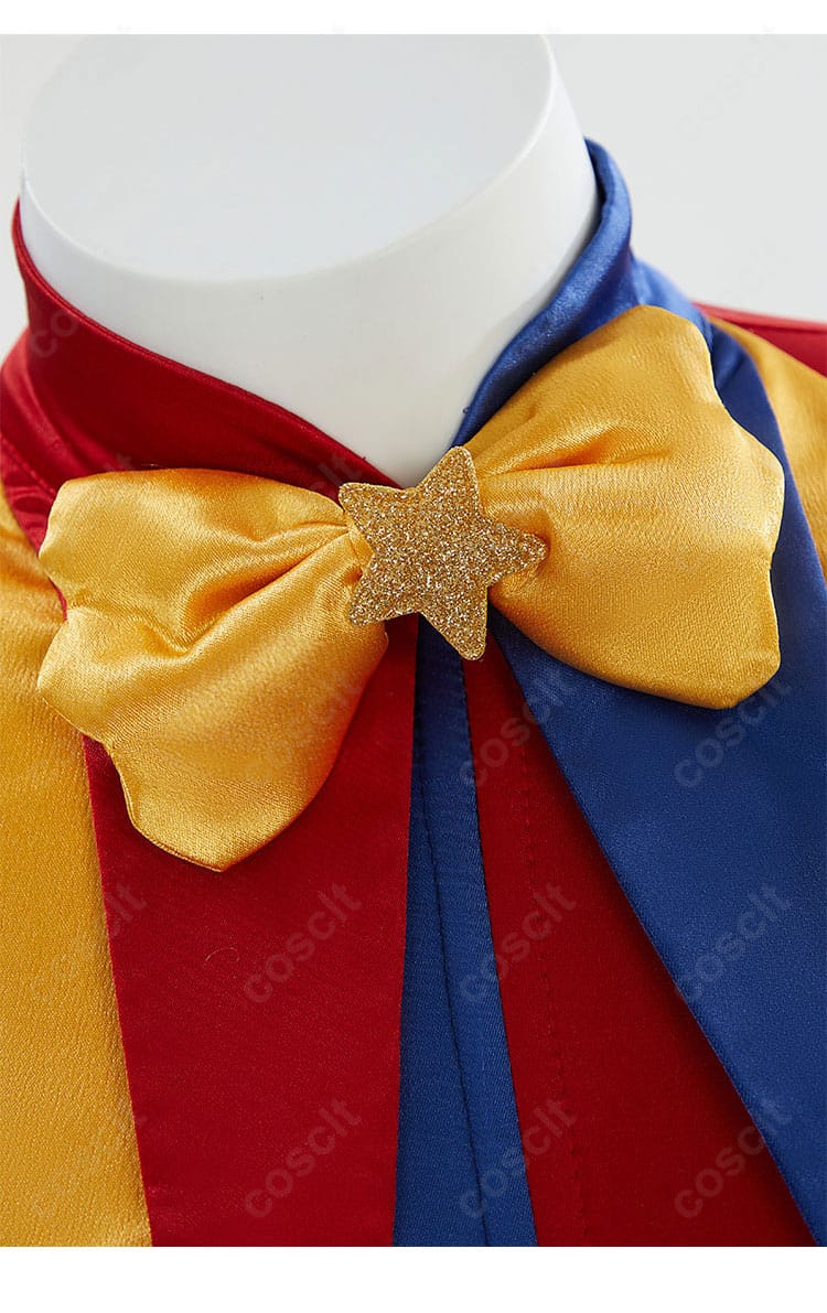 ポムニ衣装のネックリボン装飾アップ。結び目と縫製ディテールでキャラクター性を再現