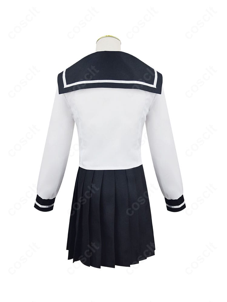 菜なれ花なれ 小父内涼葉コスプレ衣装・背面図。背中の開き仕様やスカート後ろのライン、装飾配置を確認できる画像