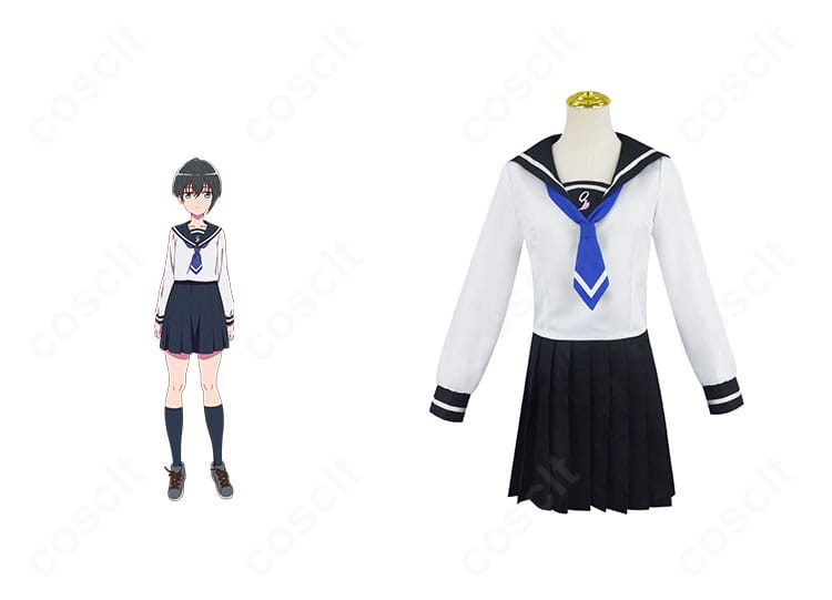 菜なれ花なれ 小父内涼葉のコスプレ衣装・正面とキャラクター比較。世界観を忠実再現した配色とシルエットが分かる画像