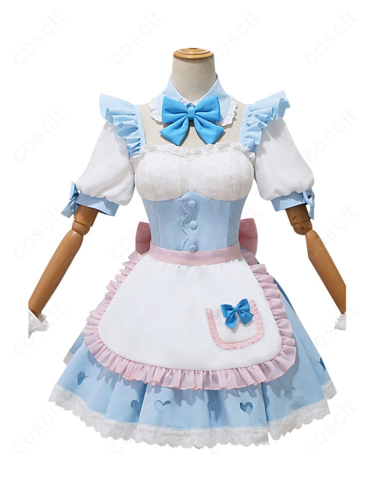 レム メイド服(夢かわアレンジ)正面アップ。エプロン縁取りとつけ襟、蝶ネクタイの配置を確認できる画像。