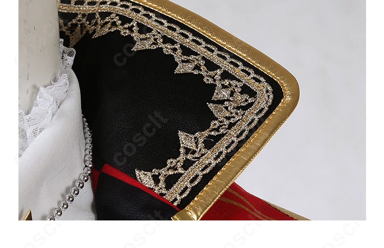 七種茨 コスプレ衣装 襟元の模様装飾の近接、柄の再現度