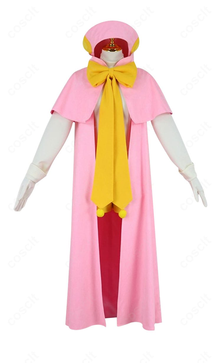 木之本桜 さくらカード編コスプレ衣装のフロント全景。清楚な配色と蝶結び、手袋まで含めたシルエットと質感を確認できる画像。