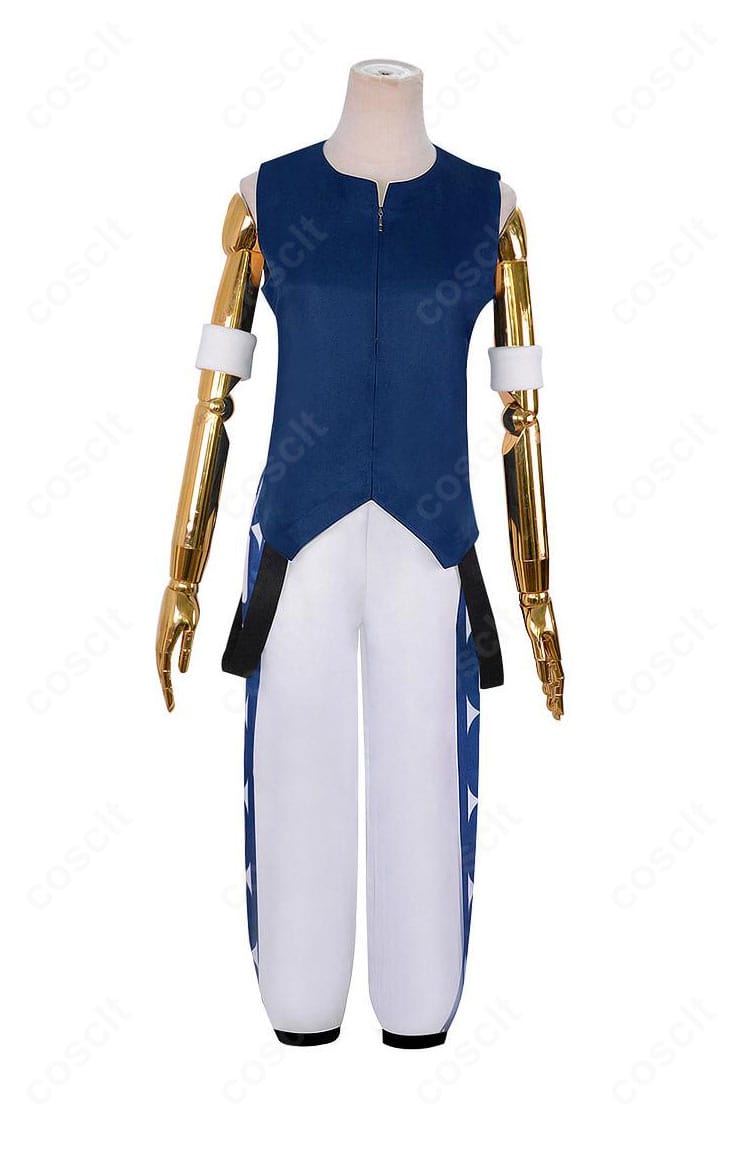 リムル＝テンペスト半袖コスプレ｜トップスとパンツの正面。鮮明な配色とシャープなラインを強調。