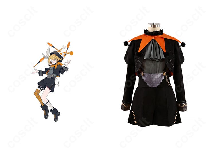 商品正面。鏡音リン・鏡音レンのエンジョイ！大阪2024コラボ衣装を再現したコート＋ショートパンツのフルコーデ全景