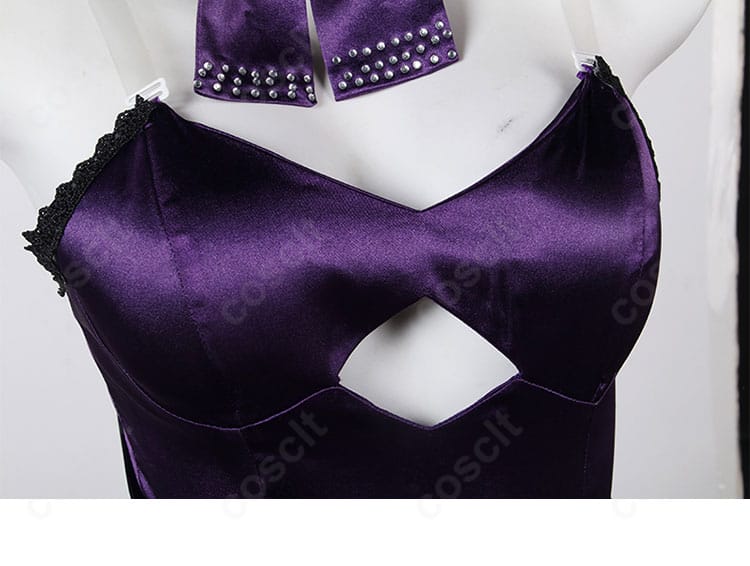 襟元の装飾詳細。刺繍と縁取りの精緻さ、ネックラインのカーブが確認できるクローズアップ。