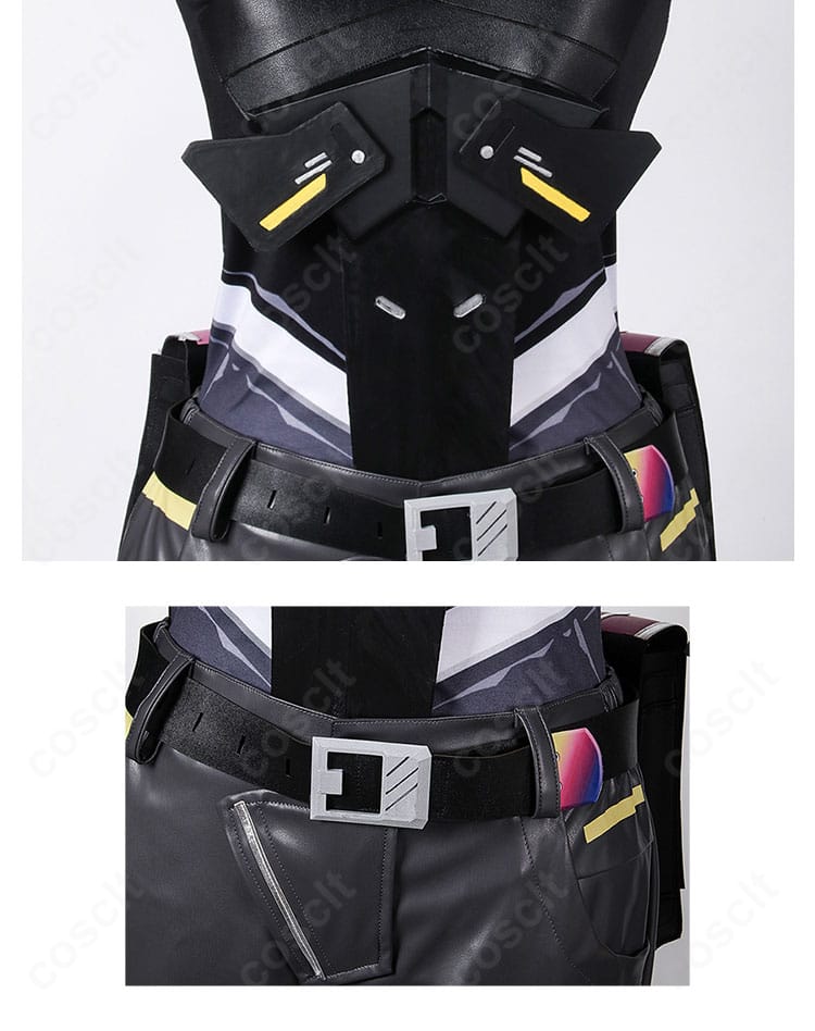 ヴァイパー衣装全体の装飾ディテールまとめ。コートの切替、ベルト、手甲の一体感を見せる画像。