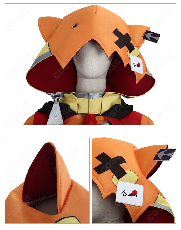 ジジ・ムリン 衣帽装飾のアップ。配色と金具の質感、固定方法が分かる詳細写真。