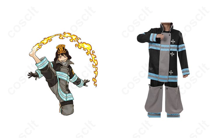 炎炎ノ消防隊 森羅日下部 コスプレ衣装 正面とキャラクターの組み合わせ画像