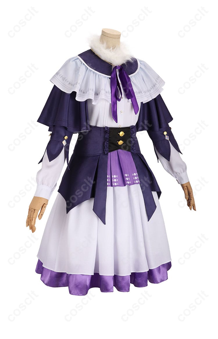 プロジェクトセカイ 朝比奈まふゆ 止められない想い コスプレ衣装の左側面画像。立体感あるシルエットと流れるようなマントのラインが魅力。
