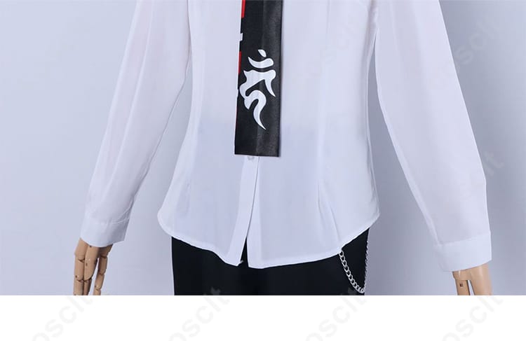 青の祓魔師 奥村燐 コスプレ衣装 白シャツとネクタイのディテール - しっかりとした仕立てと細部まで拘ったデザイン。