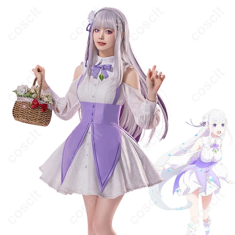 Re:ゼロから始める異世界生活（リゼロ） エミリア コスプレ衣装 Memory Snow衣装（OVA『Memory Snow』登場 - 2枚目の画像