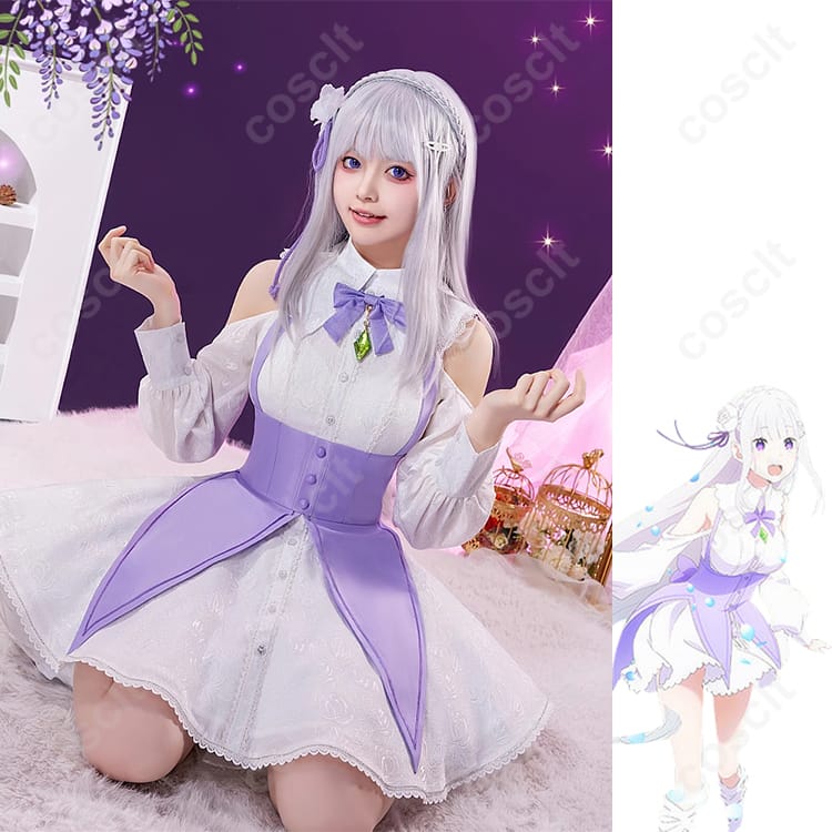 Re:ゼロから始める異世界生活（リゼロ） エミリア コスプレ衣装 Memory Snow衣装（OVA『Memory Snow』登場 - 3枚目の画像