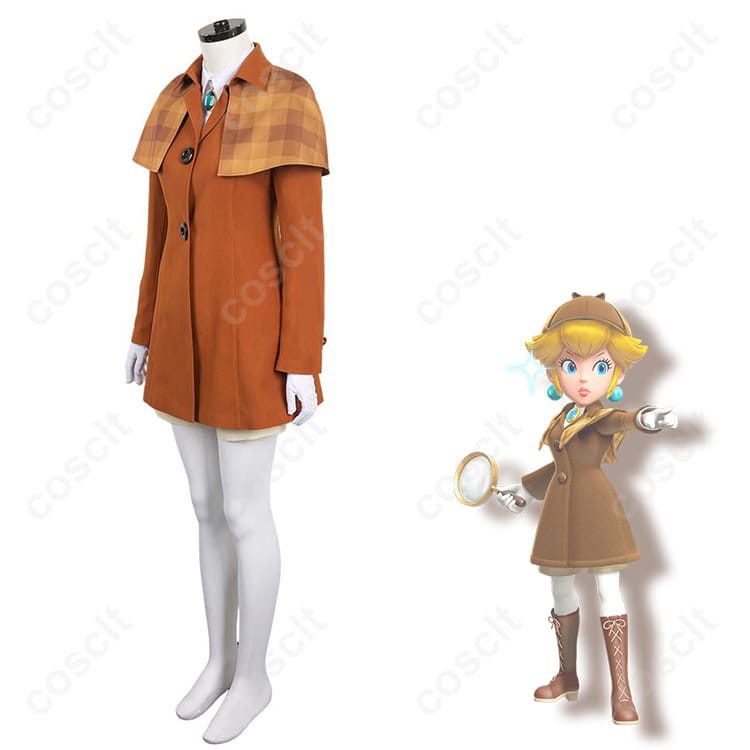 スーパーマリオシリーズ（ピーチShowtime） プリンセスピーチ 探偵 コスプレ衣装 | 高忠実度再現、快適な着心地 - 2枚目の画像