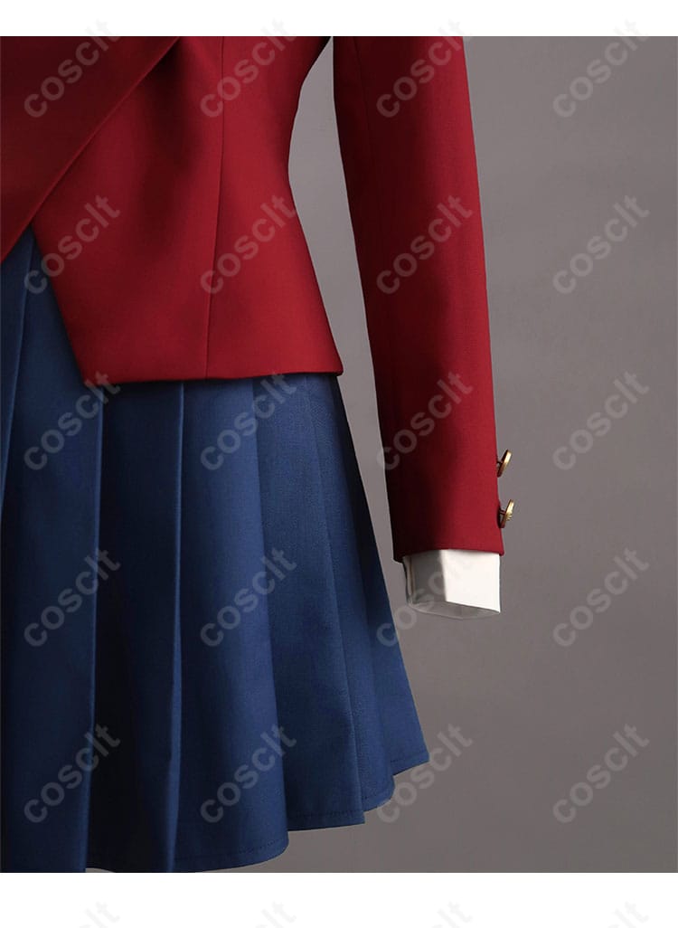 とらドラ！ 逢坂大河 コスプレ衣装のスカート、袖、襟の細部画像。高い再現度と精緻な仕立て。