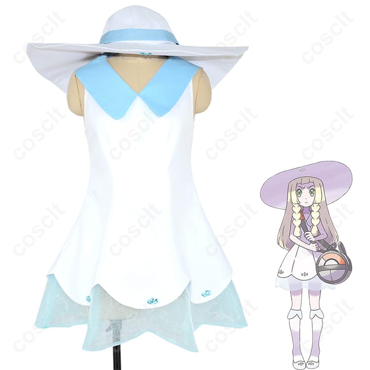 ポケットモンスター サン・ムーン（ポケモン サン・ムーン） リーリエ コスプレ衣装 ワンピース・帽子・靴下セット 高品質・忠実再現 コスプレ通販 - 1枚目の画像