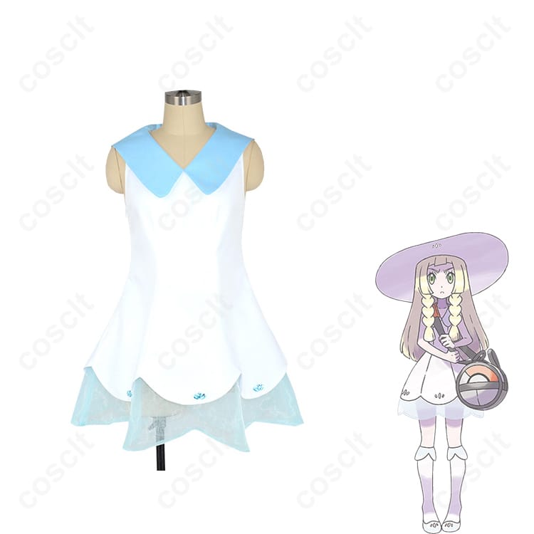 ポケットモンスター サン・ムーン（ポケモン サン・ムーン） リーリエ コスプレ衣装 ワンピース・帽子・靴下セット 高品質・忠実再現 コスプレ通販 - 4枚目の画像