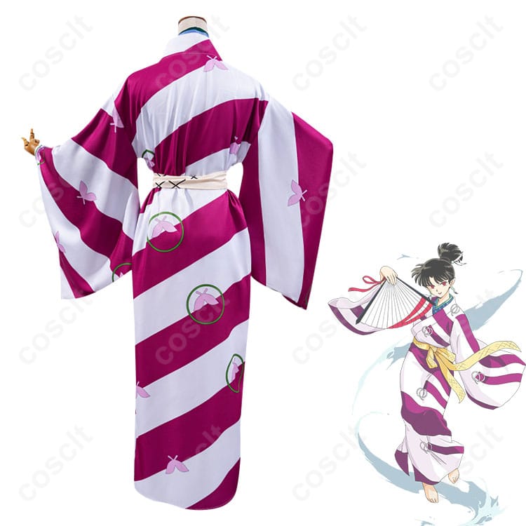 犬夜叉 神楽 コスプレ衣装 和服、髪飾り付き – 高還元度、優れた快適性のコスプレ衣装 - 3枚目の画像