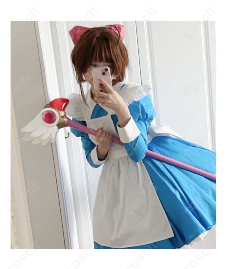 木之本桜 コスプレ衣装 アリス メイド服を着たキャラクターの扮装シーン。リアルな再現でイベントや撮影に最適！
